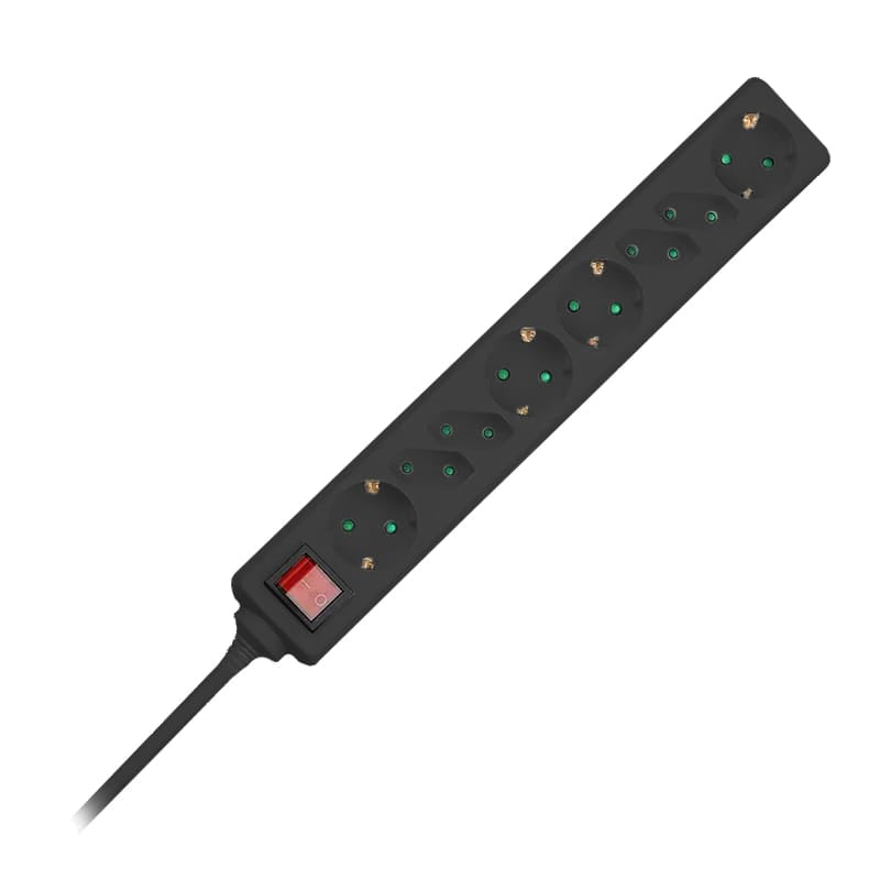 V-Tac PRELUNGITOR 8 CAI CU INTRERUPATOR 1.5M( 3G1.5MM2) - NEGRU