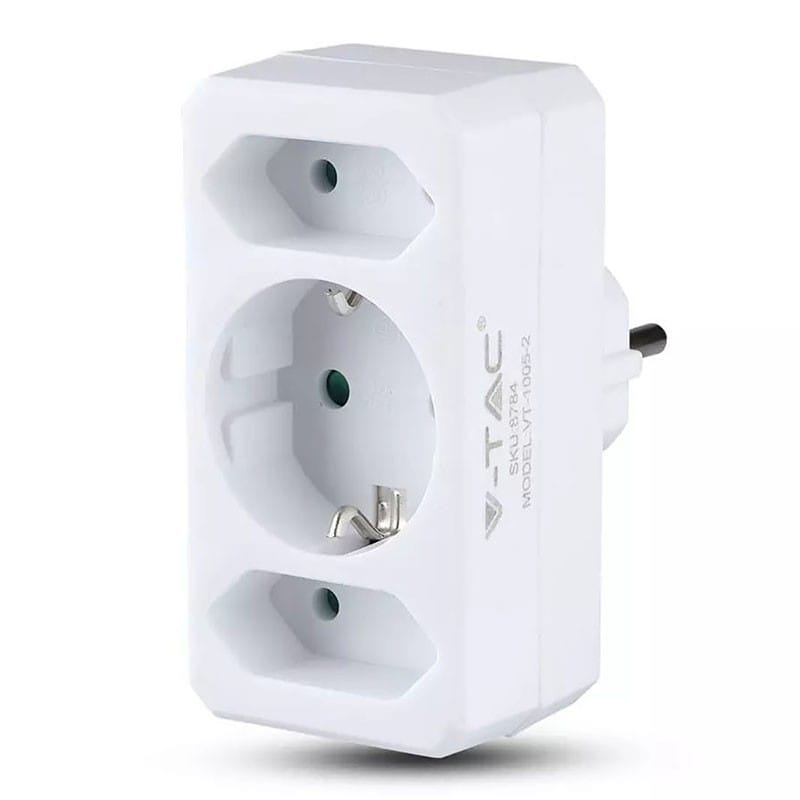 V-Tac ADAPTOR 3 PRIZE 2X2.5A SI 1X16A MAX 3680W
