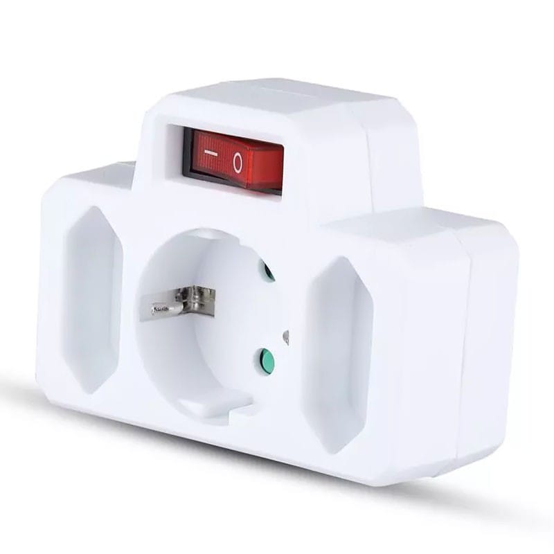 V-Tac ADAPTOR 3 PRIZE CU INTRERUPATOR 2X2.5A SI 1X16A MAX 3680W
