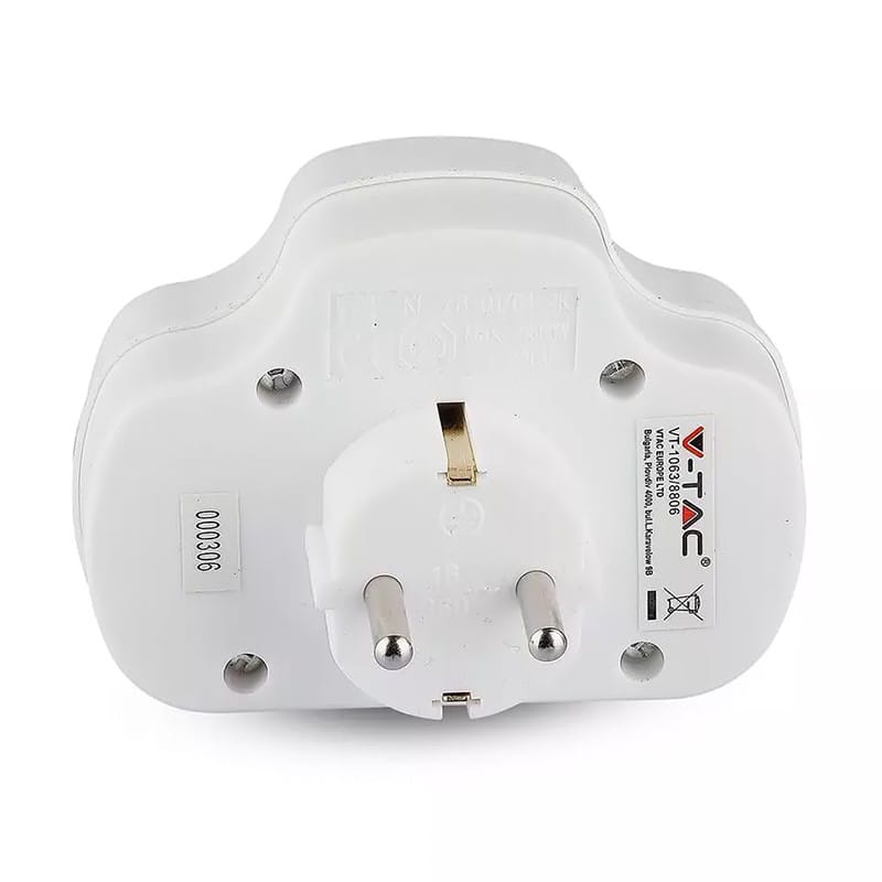 V-Tac ADAPTOR 3 PRIZE CU INTRERUPATOR 3X16A MAX 3500W