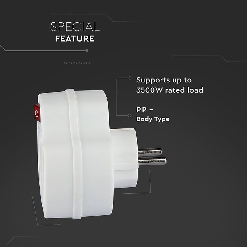V-Tac ADAPTOR 3 PRIZE CU INTRERUPATOR 3X16A MAX 3500W