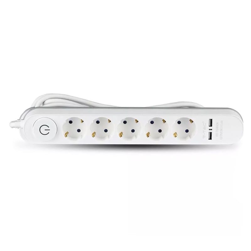 V-Tac PRELUNGITOR 5 CAI CU INTRERUPATOR + 2USB 3M(3G1.5MM2)
