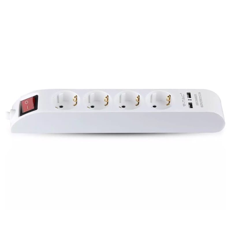 V-Tac PRELUNGITOR 5 CAI CU INTRERUPATOR + 2USB 1.4M(3G1.5MM2)