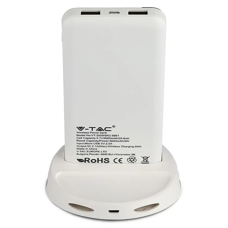 V-Tac POWER BANK 8000MAH INCARCARE WIRELESS - ALB