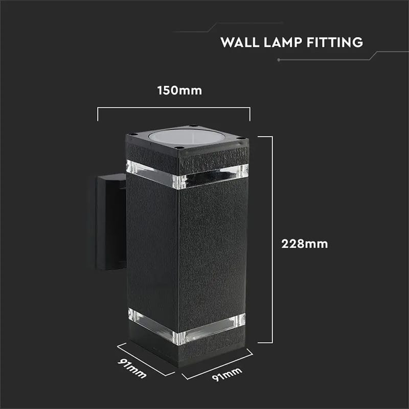 V-Tac LAMPA PERETE SOCLU E27 IP44 - NEGRU