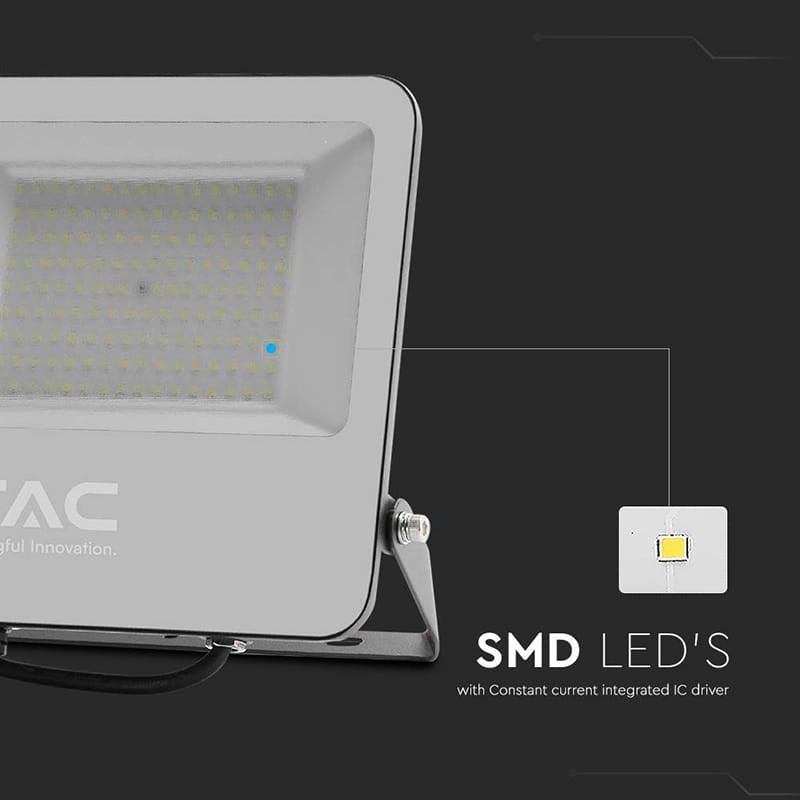 V-Tac REFLECTOR LED SMD 100W 185LM/W 6500K IP65 CIP SAMSUNG - NEGRU/GRI
