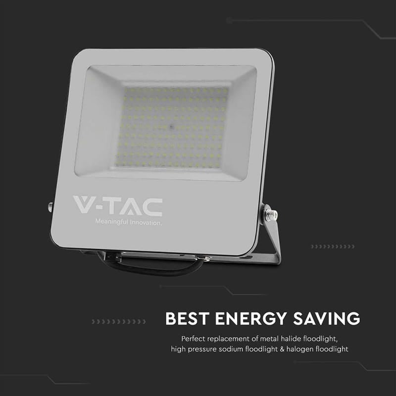 V-Tac REFLECTOR LED SMD 100W 185LM/W 6500K IP65 CIP SAMSUNG - NEGRU/GRI