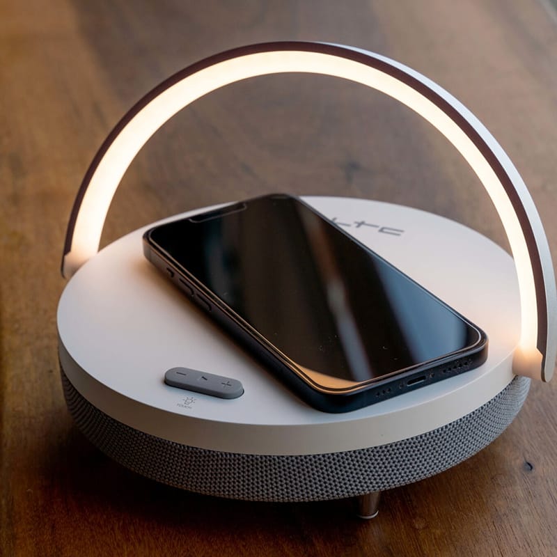 LTC Boxă Bluetooth LTC 5W cu lampă tactilă și încărcător wireless cu inducție, hands-free și suport telefon