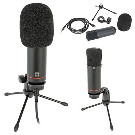 BST Microfon USB Profesional BST pentru Streaming și Podcast, Cardioid, cu Suport de Masă și Filtru Antipop, Compatibil Mac/Windows/PS4