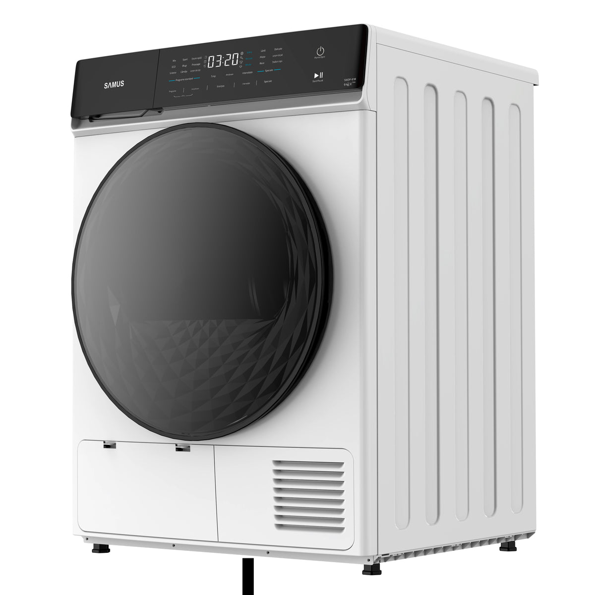 Uscator de Rufe Samus SWDP-918 | 9kg, Pompa de Caldura, 18 Programe, Clasa E, Alb