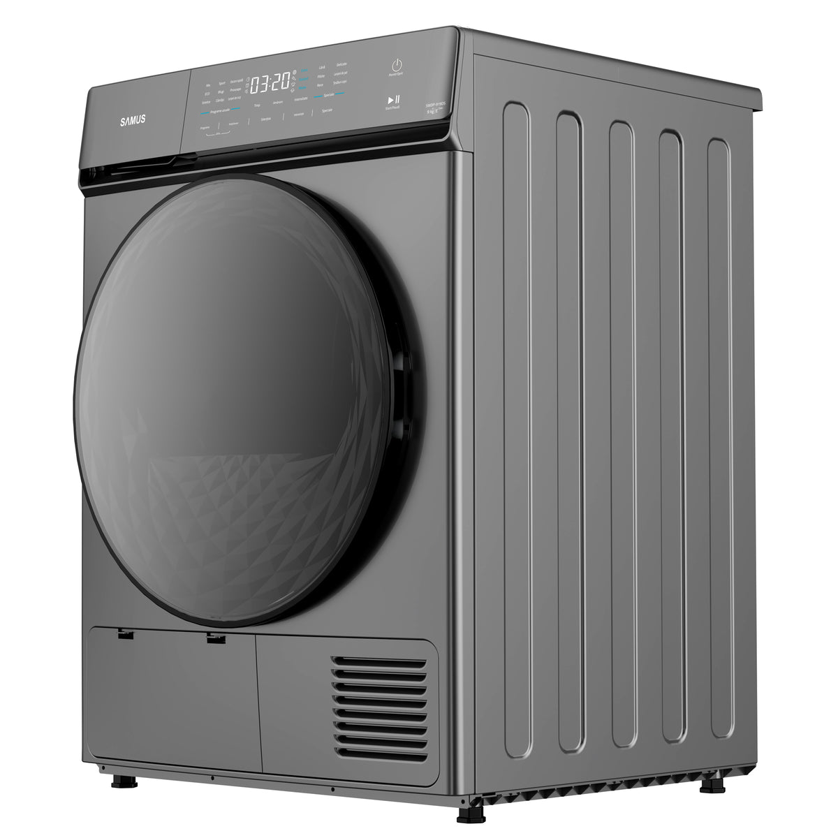 Uscator de Rufe Samus SWDP-919DS | 9kg, Pompa de Caldura, 18 Programe, Clasa E, Antracit