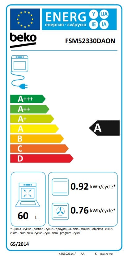 Beko Aragaz Aragaz Beko FSM52330DAON | 4 Arzatoare, Cuptor Electric, 8 Functii, Grill, 50x60x85cm