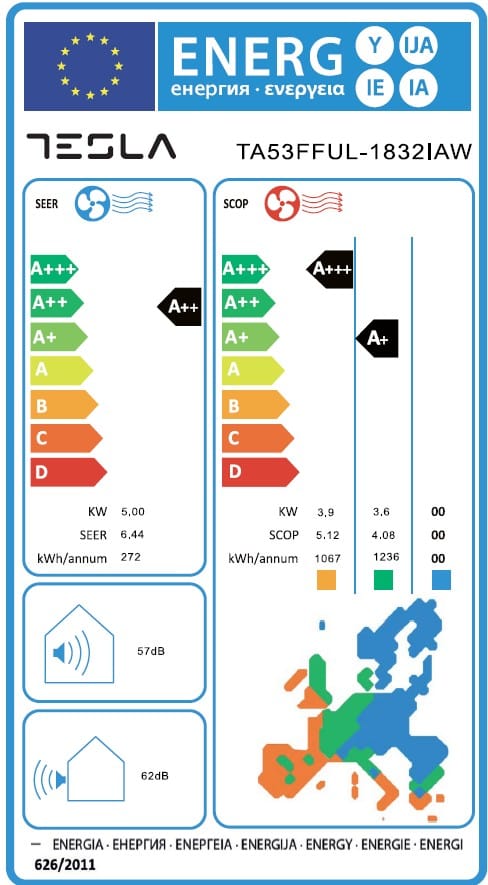 Tesla Aparat aer conditionat Aparat de aer conditionat Tesla Select TA53FFUL-1832IAW, 18000 BTU, Clasa A++, Inverter, Incalzire, Turbo, I Feel, Functie Antifungica, Autocuratare, Timer, Filtru lavabil, Carcasa anti-rugina, R32, WiFi