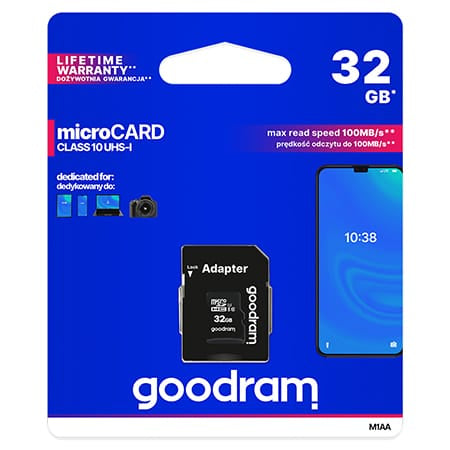 Goodram MICROSD CARD 32GB GOODRAM CLASA 10 UHS-I CU ADAPTOR