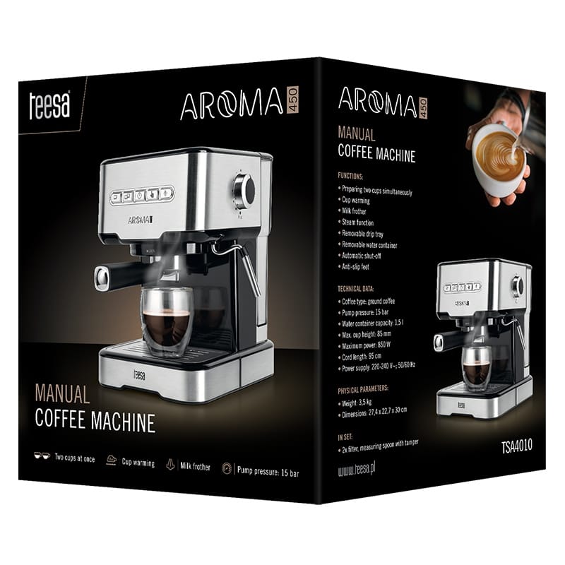 Teesa Espressor manual Espressor Manual Teesa TSA4010 | 15 Bar, 850W