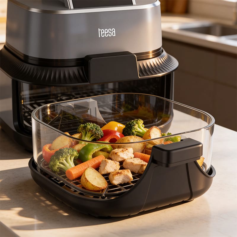 Teesa Air Fryer Friteuza cu aer Teesa TSA8090 | 4L+1.5L, 1500W, Sticla