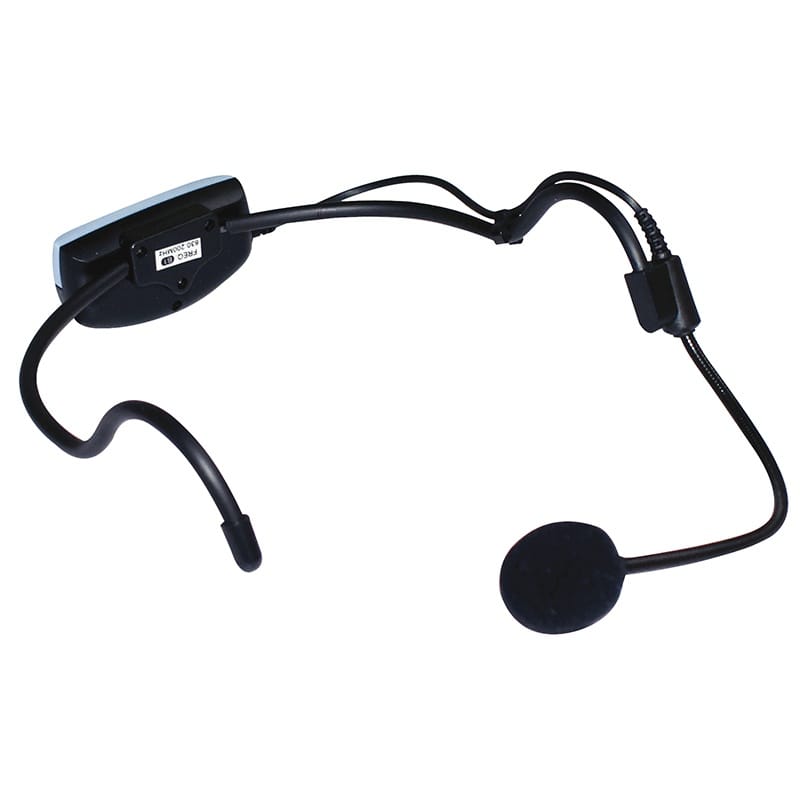 BST Microfon wireless profesional tip cască BST UHF 647,7 MHz, set cu receptor, control volum și mute