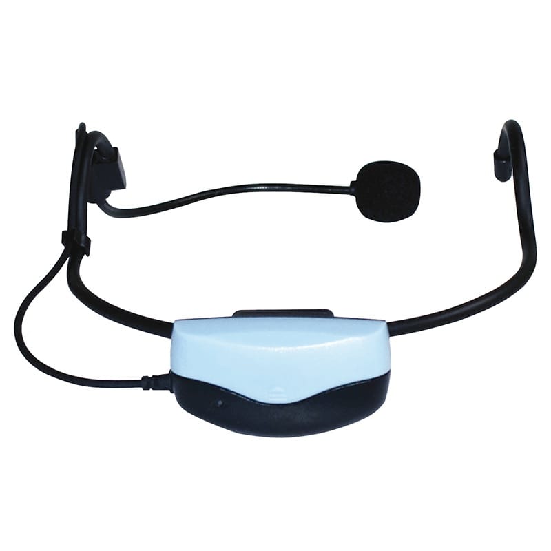 BST Microfon wireless profesional tip cască BST UHF 647,7 MHz, set cu receptor, control volum și mute