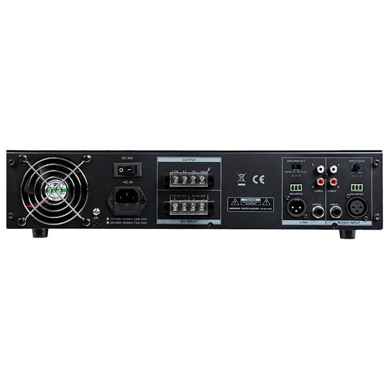 BST Amplificator Profesional BST 1 Canal 480W, 100V/70V/4-8 Ohm, 220V/24V DC, Racire cu Ventilator, 19” 2U