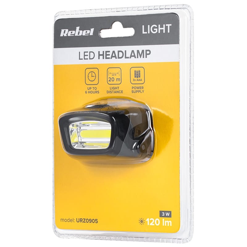Rebel LANTERNA FRONTALA LED 3W COB 120LM REBEL