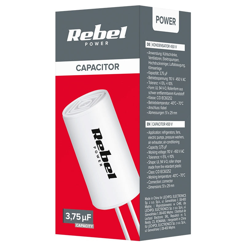 Rebel CONDENSATOR MOTOR 3.75UF 450V FIR