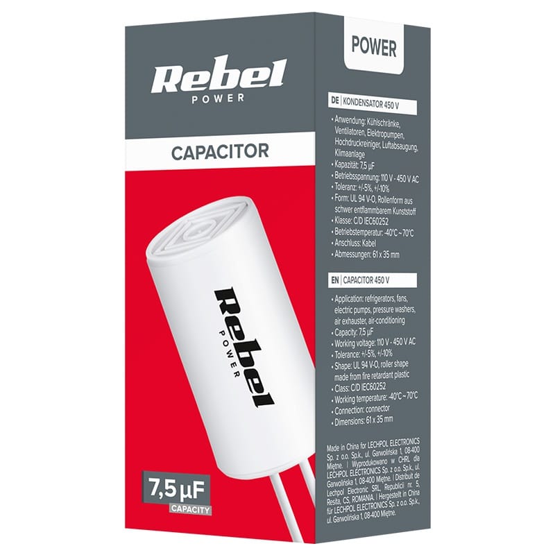 Rebel CONDENSATOR MOTOR 7.5UF 450V FIR
