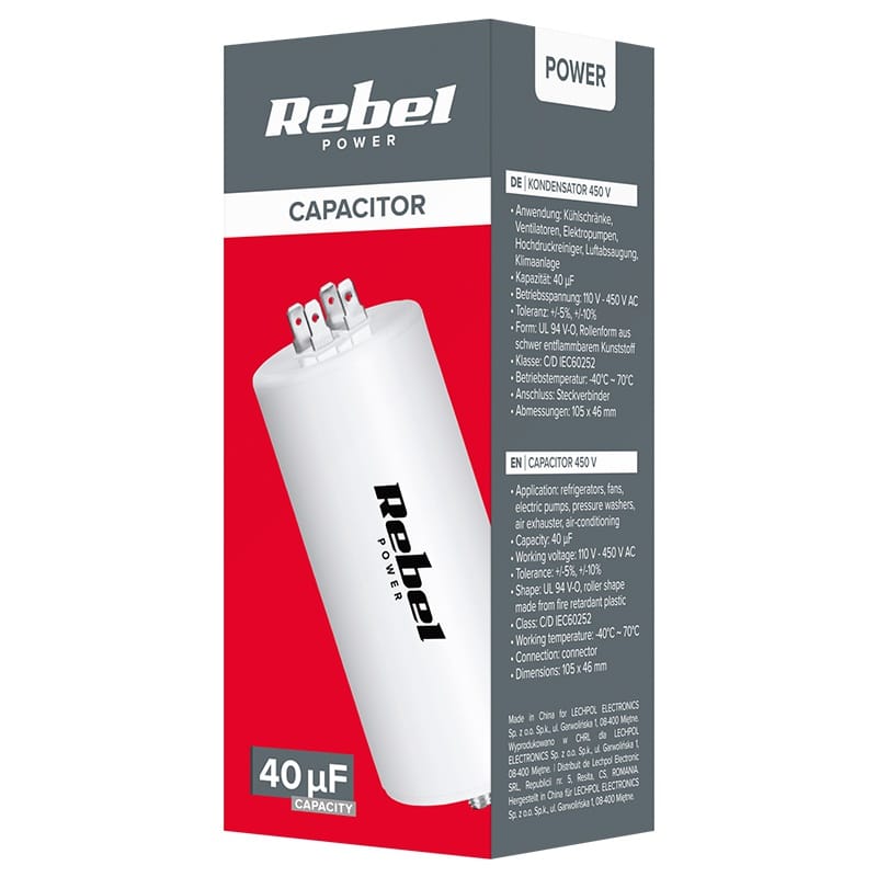 Rebel CONDENSATOR MOTOR 40UF 450V SURUB