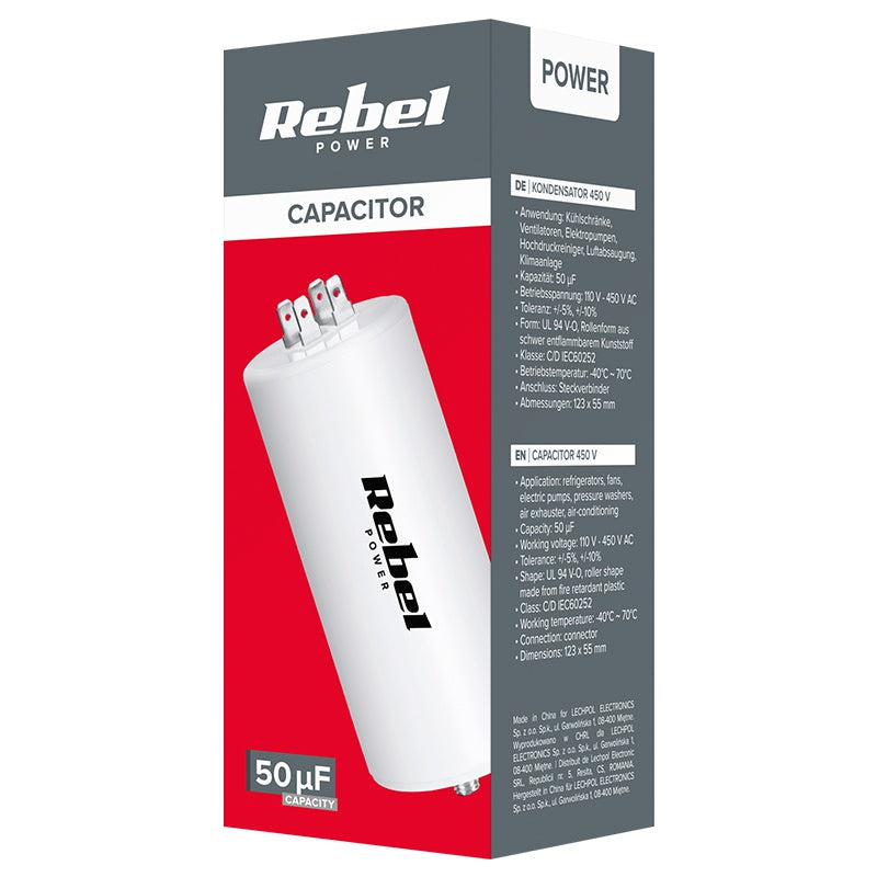Rebel CONDENSATOR MOTOR 50UF 450V SURUB