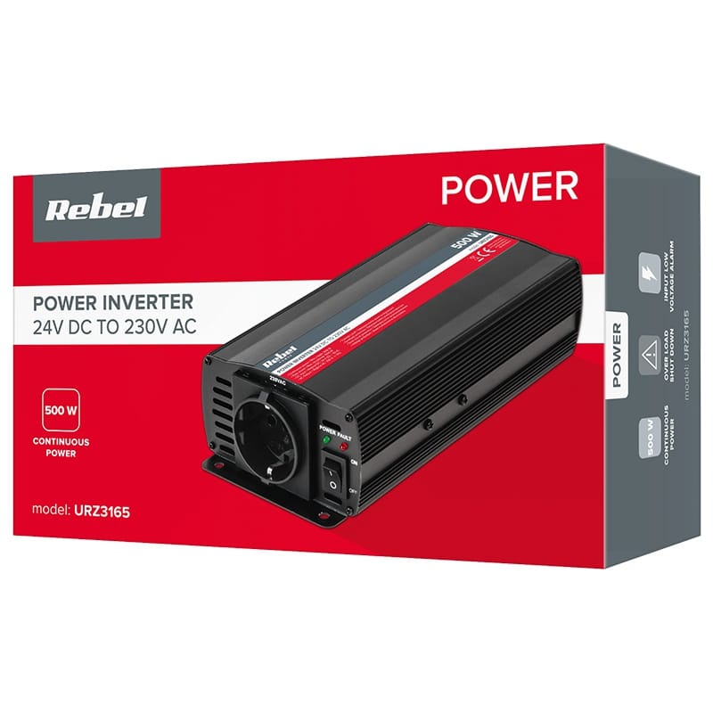 Rebel Invertor Invertor Auto Rebel URZ3165 | 24V-230V, 500W, Sinusoida Modificata