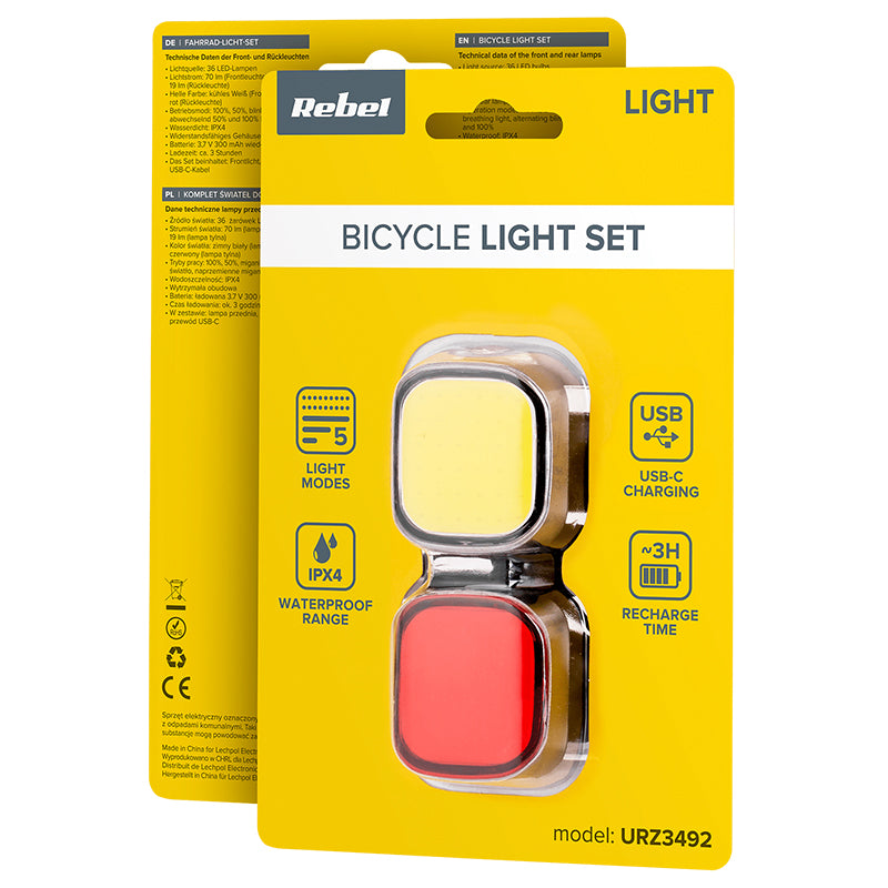 Rebel SET ILUMINAT BICICLETA FATA SPATE USB