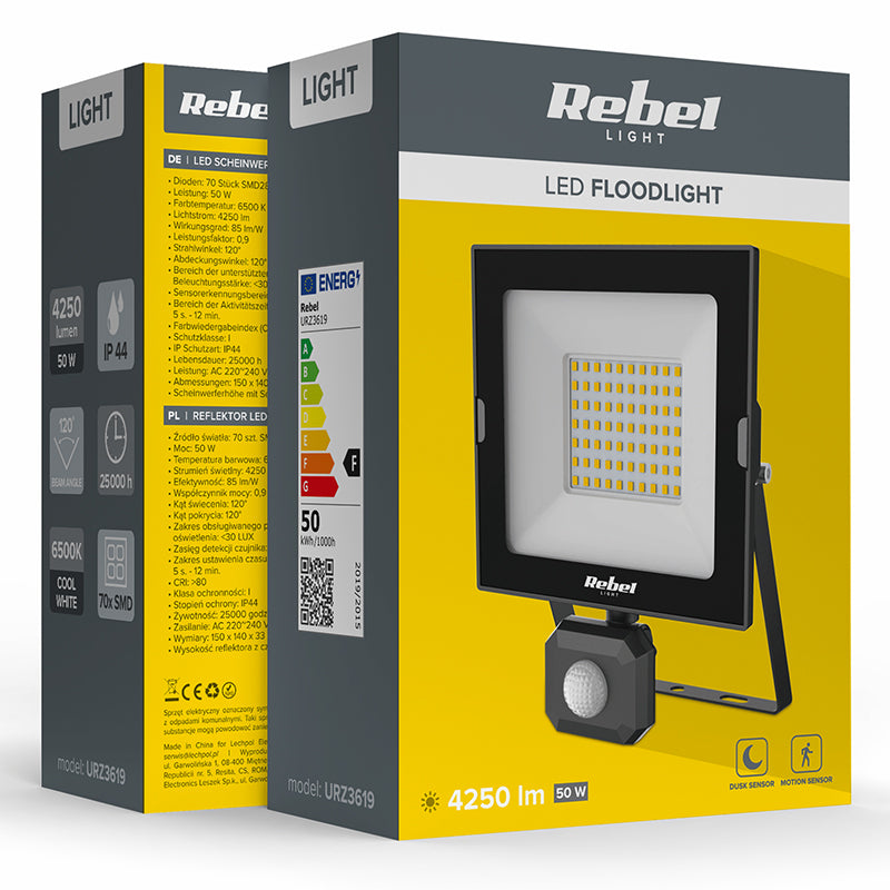 Rebel REFLECTOR LED 50W 6500K SENZOR MISCARE REBEL