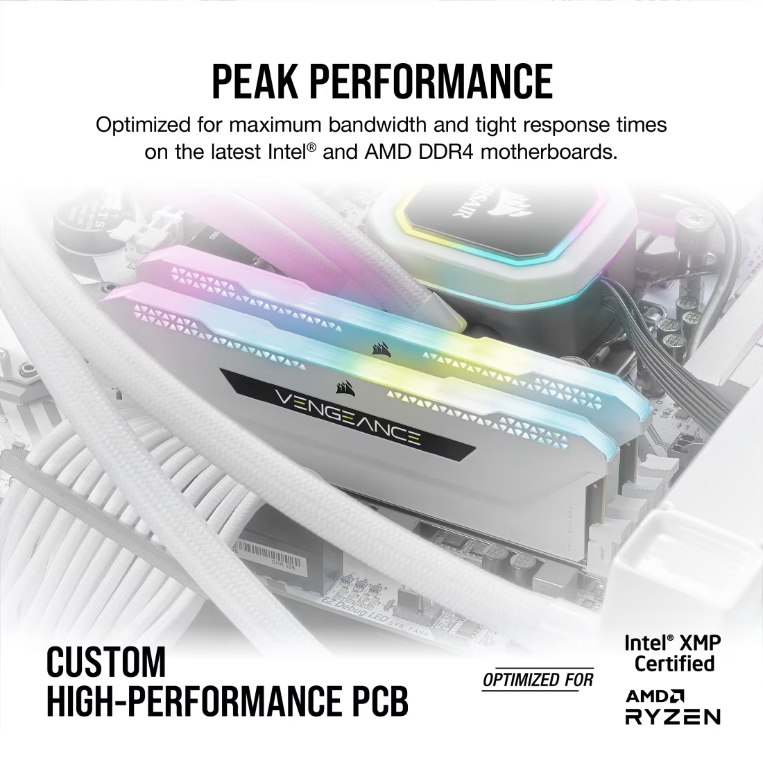 Corsair Memorie RAM Memorie RAM Corsair Vengeance RGB CMH32GX4M4E3200C16W | 32GB, DDR4, 3200MHz, White