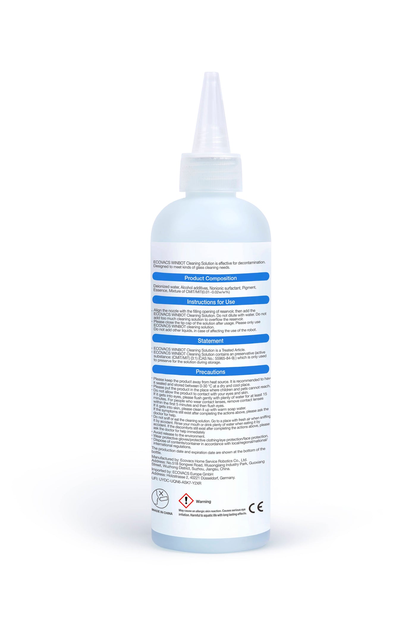 Ecovacs Accesorii aspirator Solutie curatare WINBOT W-SO01-0004 230ml Ecovacs, compatibil W710/730/830/850/880/920/930/950/X/W1PRO