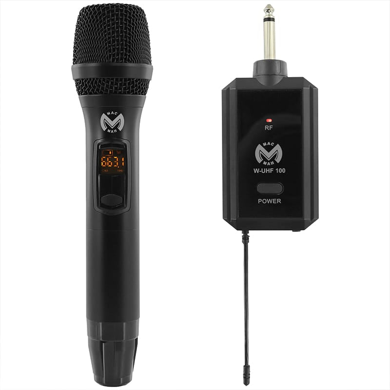 Mac Mah Set microfon wireless UHF Mac Mah W-UHF 100 M, receptor cu baterie reîncărcabilă, 2x16 canale, 660-690 MHz