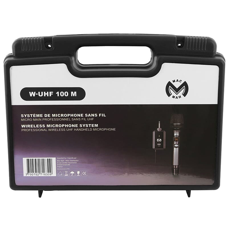 Mac Mah Set microfon wireless UHF Mac Mah W-UHF 100 M, receptor cu baterie reîncărcabilă, 2x16 canale, 660-690 MHz