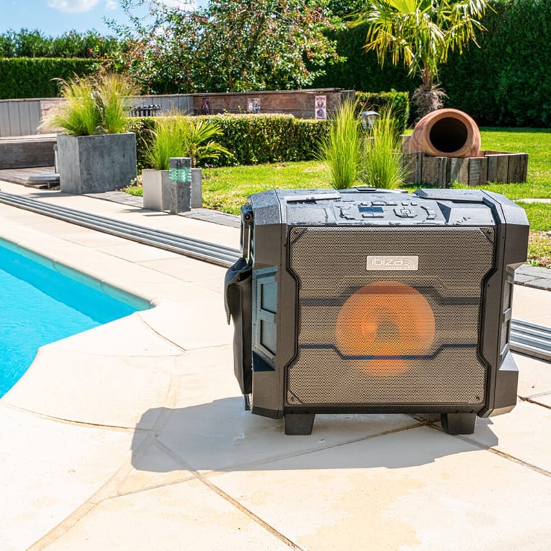 Ibiza Sound Boxă portabilă PA Ibiza Sound 10” IPX4, 300W, Bluetooth/NFC, FM, USB, intrare microfon/chitară, powerbank, UHF mic