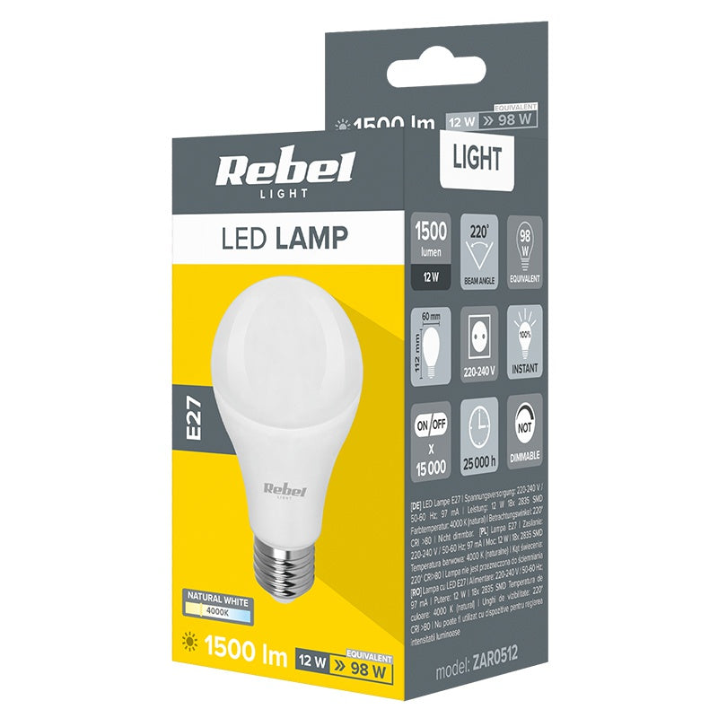 Rebel BEC LED A60 E27 12W 4000K 230V REBEL