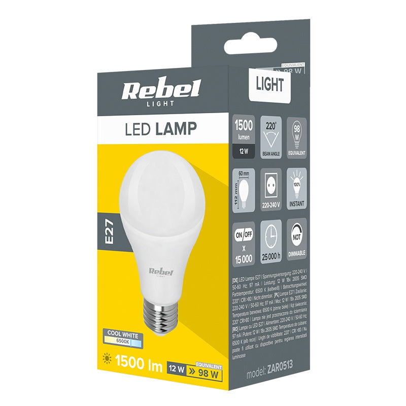 Rebel BEC LED A60 E27 12W 6500K 230V REBEL