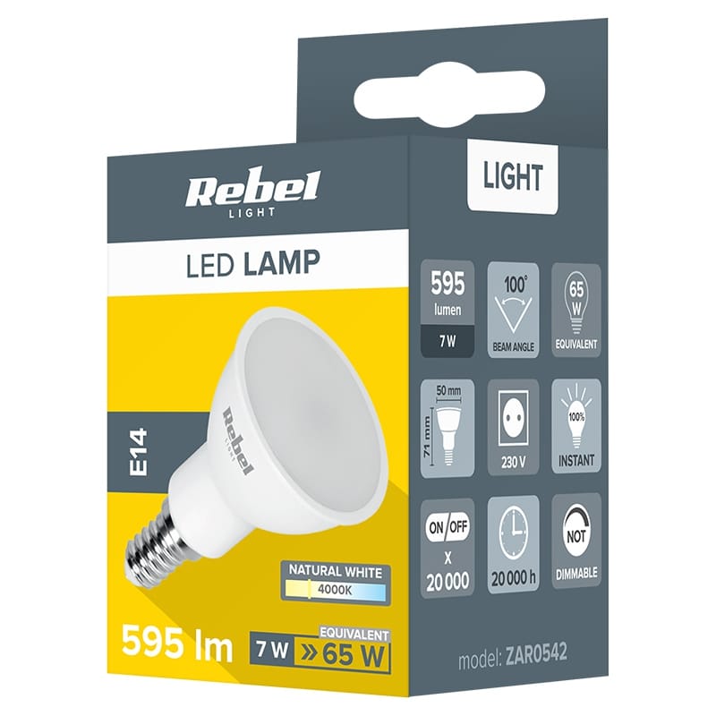 Rebel BEC LED 7W E14 4000K 230V REBEL