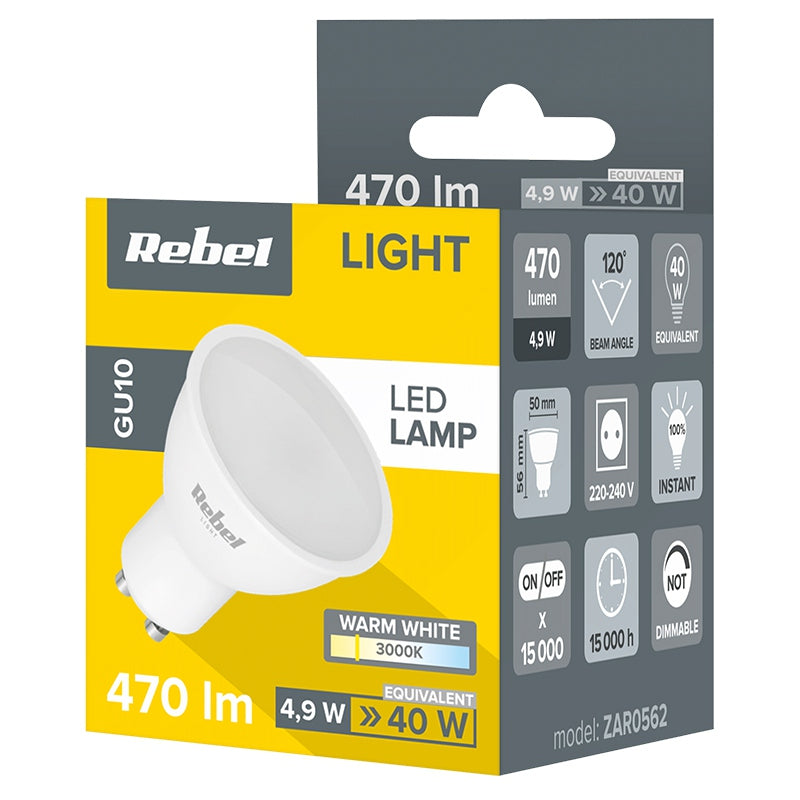 Rebel BEC LED GU10 5W 230V 3000K REBEL