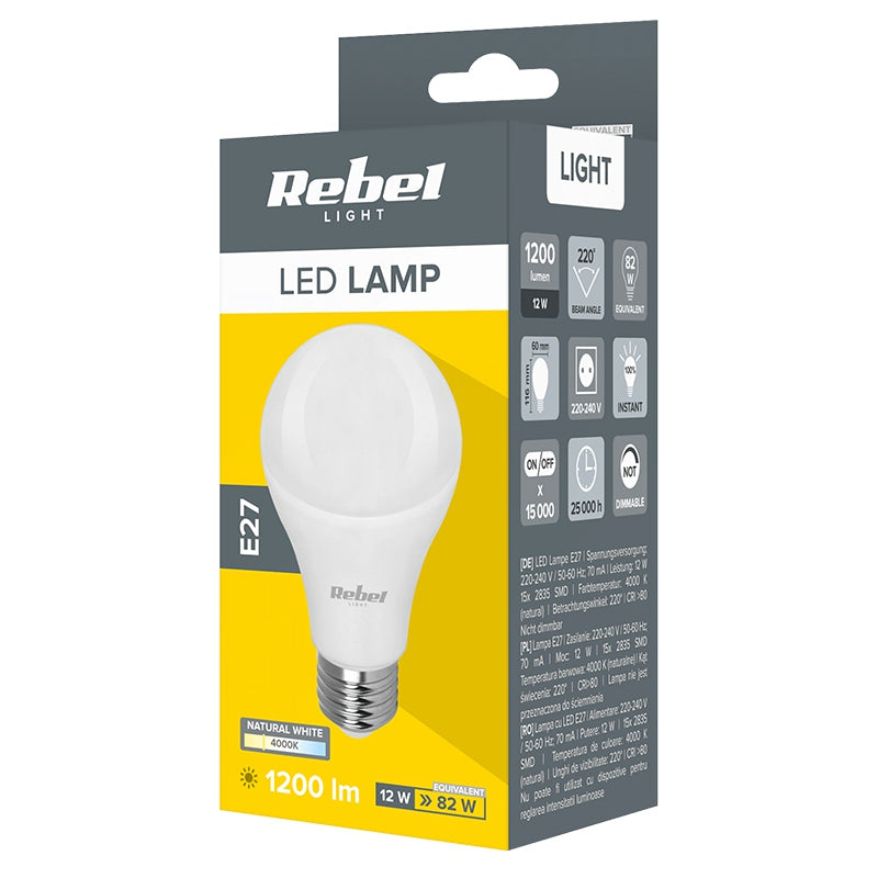 Rebel BEC LED E27 A60 12W 230V 4000K REBEL