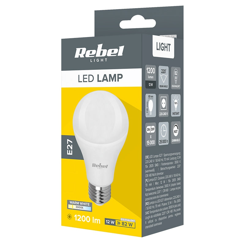 Rebel BEC LED E27 A60 12W 230V 3000K REBEL