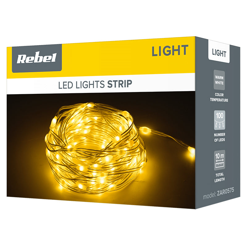 Rebel DECORATIUNE LED ALB CALD 10M REBEL