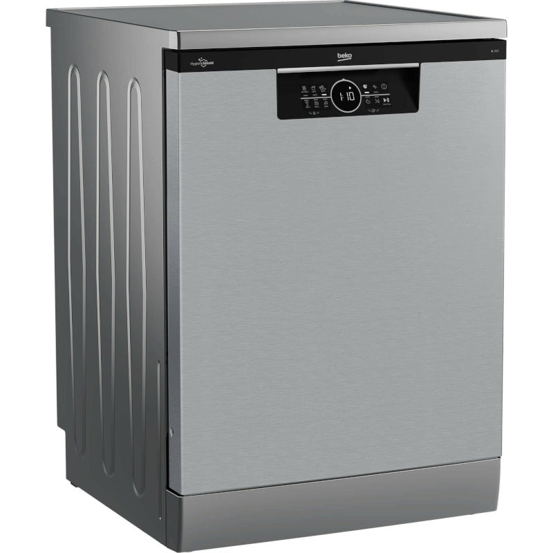 Masina de spalat vase FS Beko, 15 seturi, 6 programe, Clasa D, HygieneIntense, display, Pearl Inox