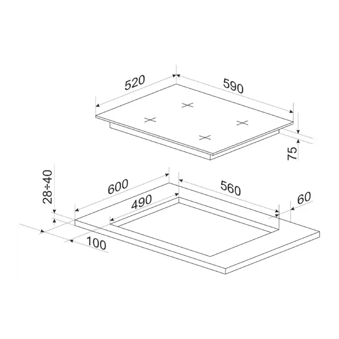 Hansa Plita pe gaz Plita pe Gaz Hansa BHKS610505 | 60cm, Sticla Neagra, 4 Arzatoare