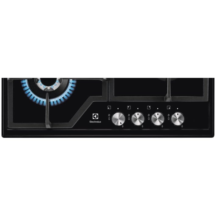 Electrolux Plita incorporabila Electrolux, Gaz, 4 arzatoare, Wok, Aprindere electica integrata, Gratare fonta, 60 cm, Negru