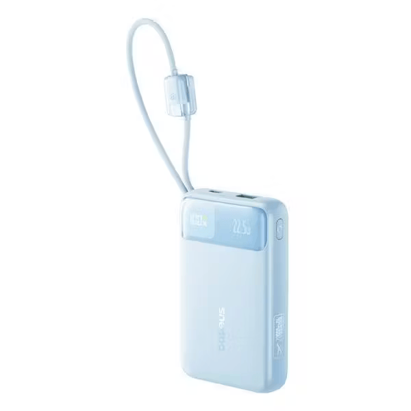 Baseus Acumulator Acumulator Extern Baseus EnerFill FC11 E0027S06 | 20000mAh, 22.5W, Display Digital, Cablu USB-C si Lightning, Albastru