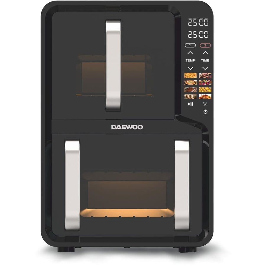 Daewoo Air Fryer Friteuza Dubla Daewoo DAF2X1100UDB | 5L + 7L, 1400W + 1600W, 8 Programe