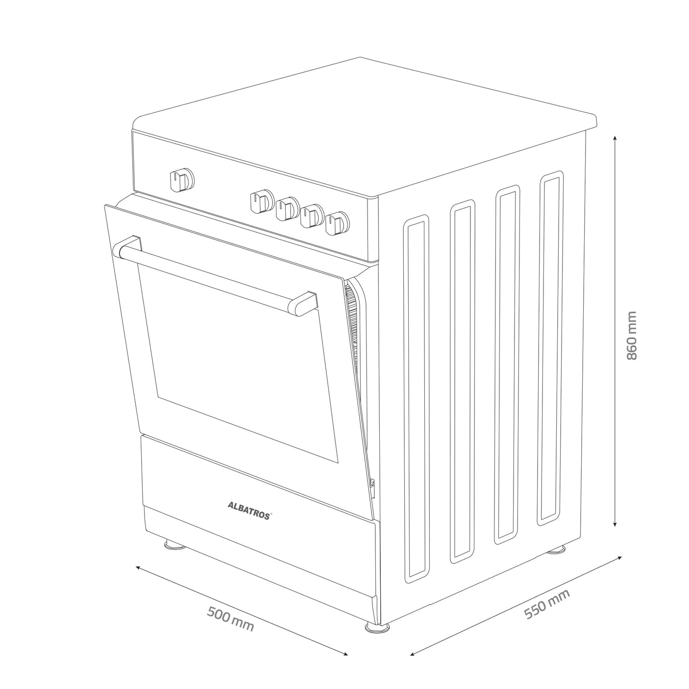 Albatros Aragaz Aragaz AlbatrosAL452BXS | 50cm, Inox, Inox