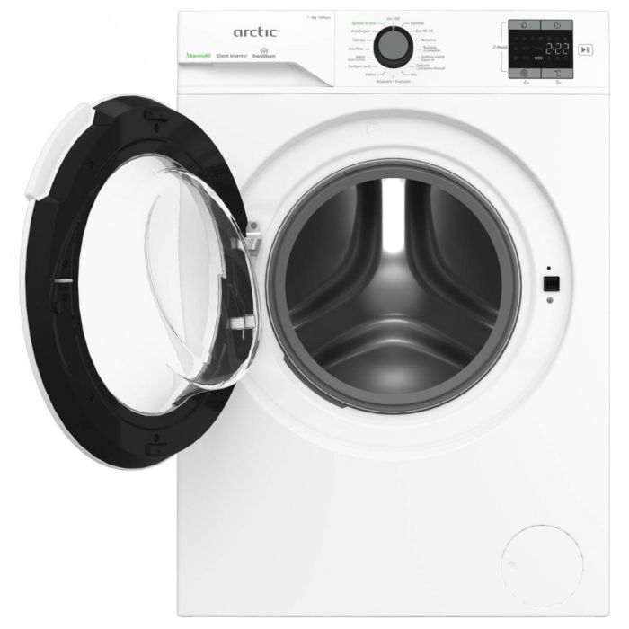 Masina de spalat rufe Arctic, 7kg, 1400rpm, Clasa A, Motor Silent Inverter, SaveInAll, Display, ExtraSteam, RecycledTub,